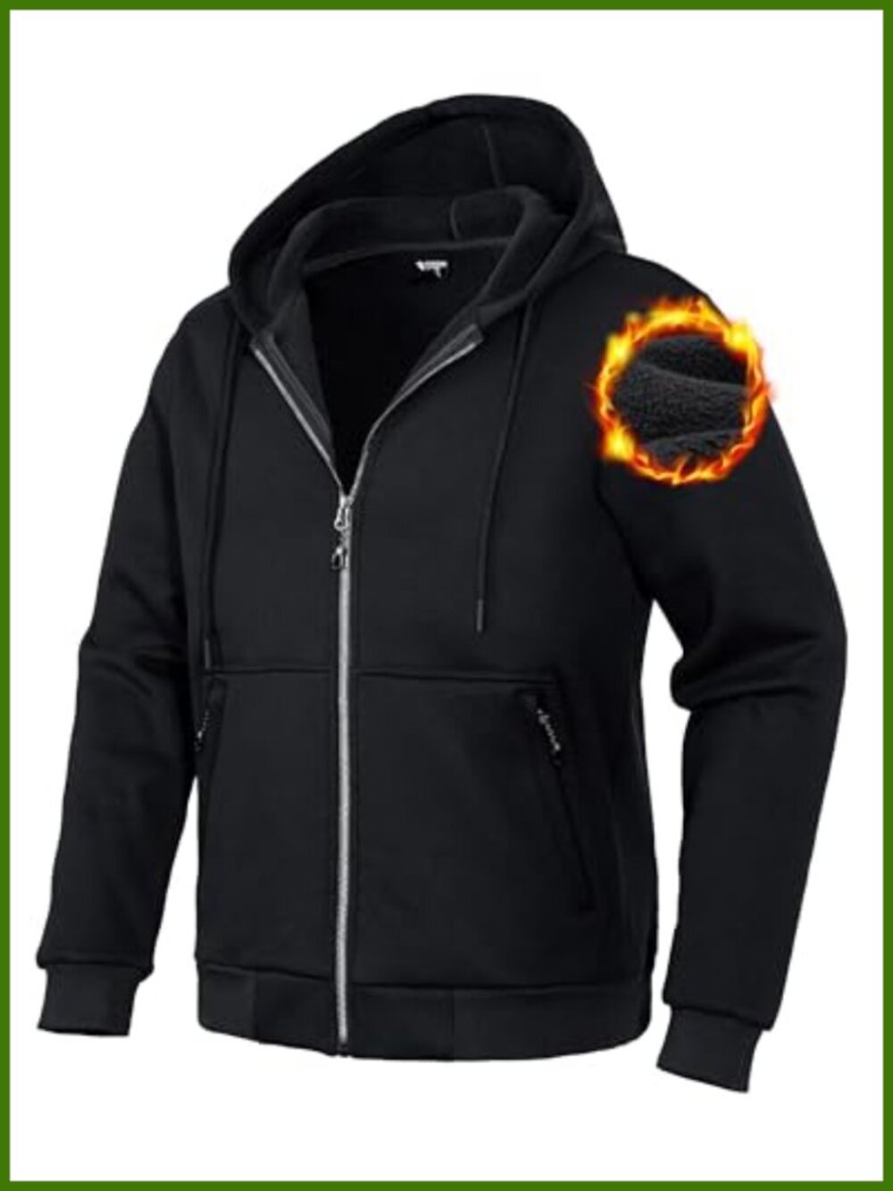 Fleece Lined Zip Up Hoodie Heavyweight Hooded Jacket Regular Fit